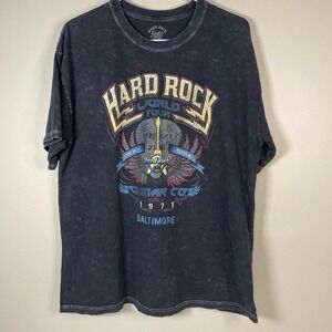 Black HARD ROCK CAFE  Black World Tour Baltimore T Shirt XL Streetwear Y2K